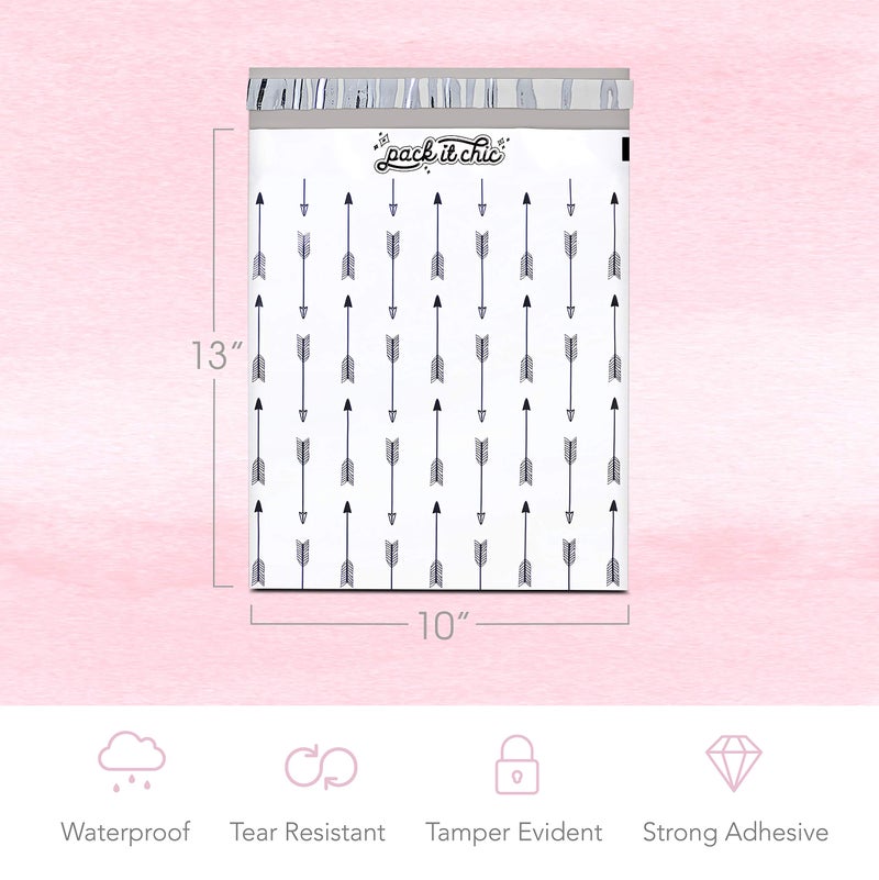 Pack It Chic - 10X13 (100 Pack) Arrows Pattern Poly Mailer Envelope Plastic Custom Mailing & Shipping Bags - Self Seal - Image 2